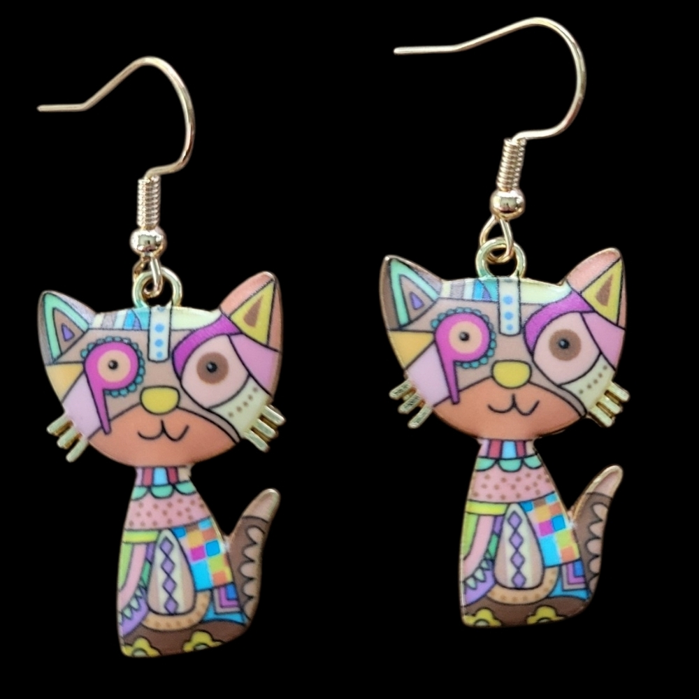 Colorful Cat Earrings